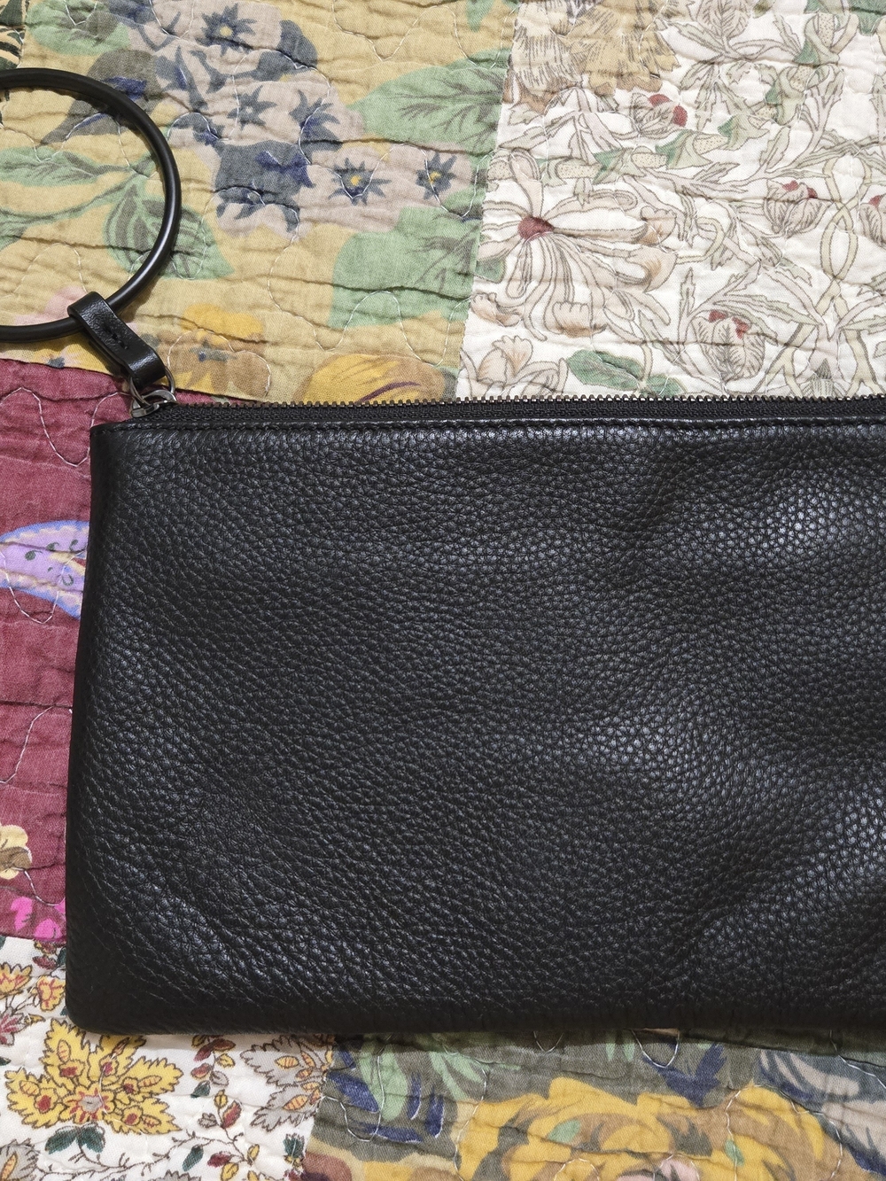 Thacker Nolita Black Pebbled Leather Ring Wristlet Clutch - Picture 2 of 3